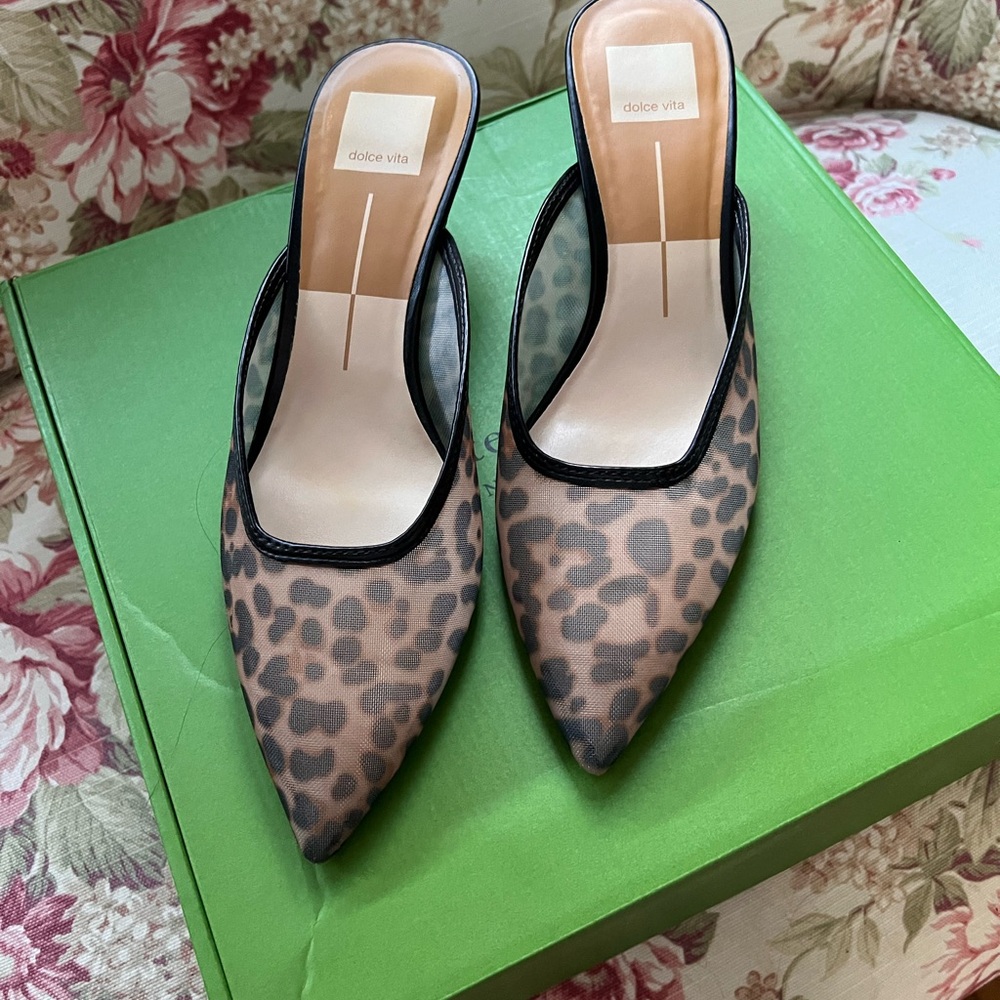Dolce Vita Cleo dark leopard 🐆 mesh mules/7.5